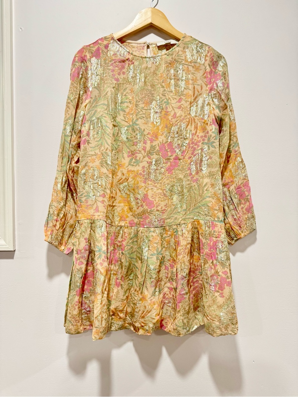 LOFT Shimmer Floral Jacquard Bubble Hem Mini Dress Size SP